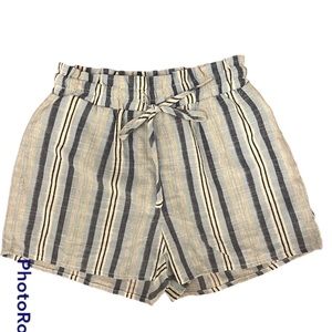 Shein XS Pull On Shorts Blue Stripe Tie Waist Coastal cotton spandex EUC